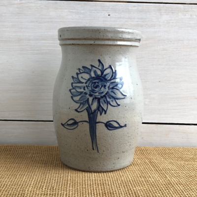                    Sunflower salt glaze pottery utensil jar         