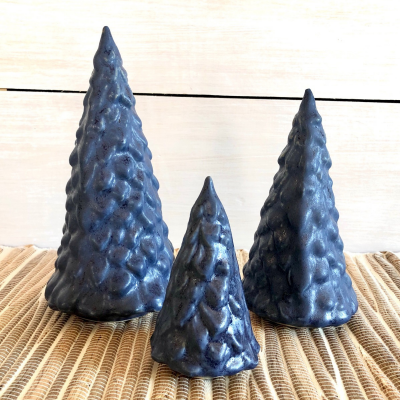 Cornerstone Village Trees (Set of 3) - Denim