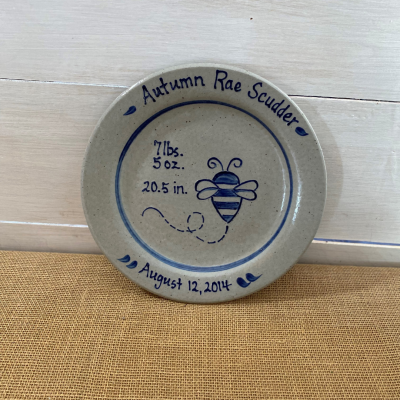 9" Birth Plate- Personalized- Bee Pattern