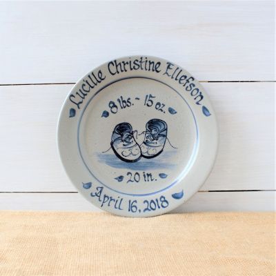 11" Birth Plate- Personalized Baby Booties
