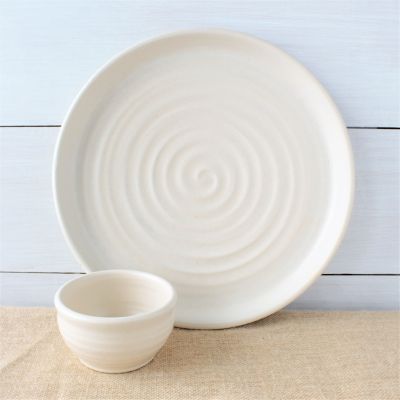 Farmhouse Ridges Chip & Dip Set- Drift White