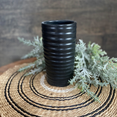 Farmhouse Ridges 7" Vase- Black Tie