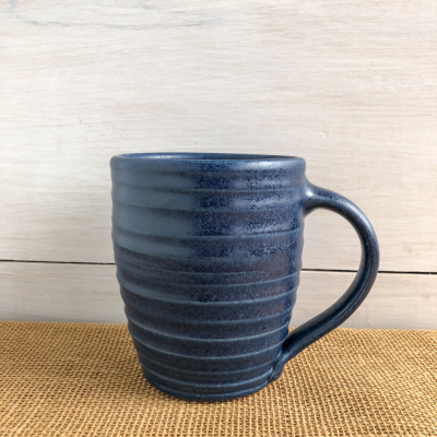 Hand thrown Farmhouse ridges denim mug