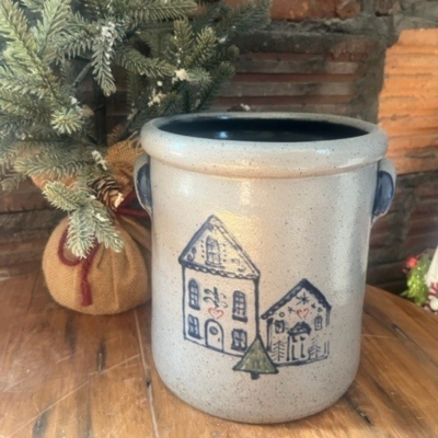 1 Gallon Crock- Gingerbread House