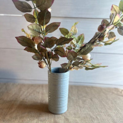 Handcrafted Rowe Pottery Farmhouse Ridges Vase in Denim Blue Glaze
                            
