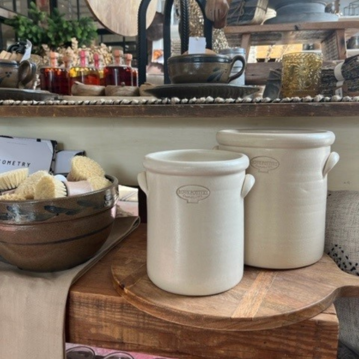 Hand thrown 1 gallon stoneware crock Drift White